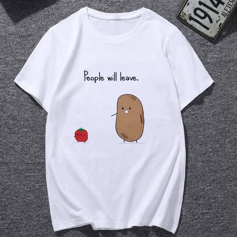 Новая летняя Милая футболка женская мода картофель философия Harajuku короткий рукав Футболка белая тонкая секция футболка Топы Одежда