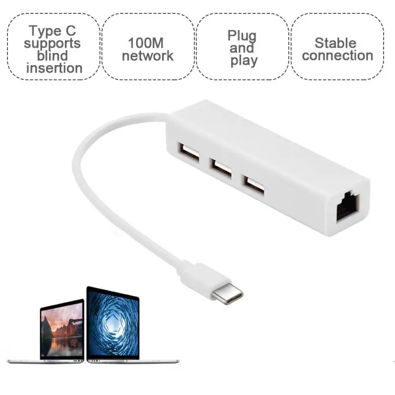 Тип-c до 100 м Сетевая карта тип-c док-станция USB 3 порта концентратор конвертер Бесплатный привод подключи и играй