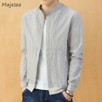 

Jackets Men Long Sleeve Solid Simple Stand High Quality Mens All-match Males Korean Style Ulzzang Fashion Clothes Daily Tops