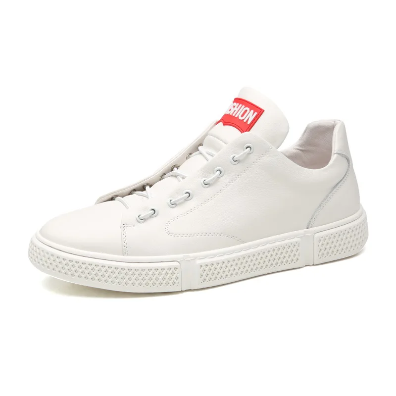 Autumn NEW Genuine Leather Men's Casual Shoes White Fashion Comfortable Flat Lace-up Men's Shoes Man Big Size 37-45