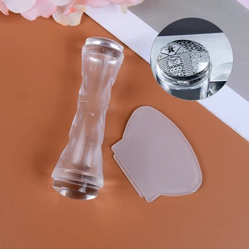 

1pc Dual End Soft Silicone Head Nail Stamp Plate Scraper Set Transparent Nail Art Templates Manicure Tool