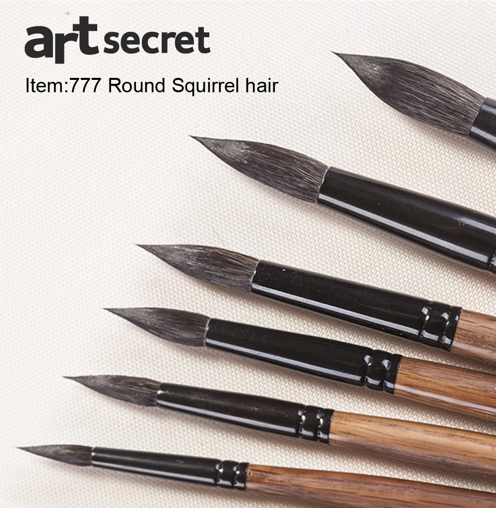 Dainayw 4 Brushes Squirrel Hair &Horse Hair Art Painting Brushes