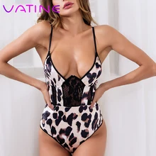 VATINE Sexy Sleepwear Exotic Apparel Open Crotch Leopard Print Lingerie Erotic Costumes Snake Print Teddies Sexy Underwear