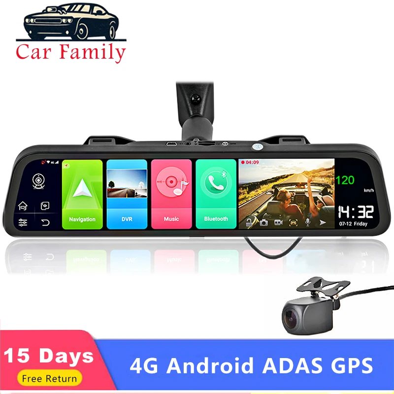 Автомобильный семейный 1" зеркало заднего вида 4G Android 8,1 Dash камера gps навигация видео рекордер ADAS WiFi ночное видение 2 Гб ram 32 Гб rom