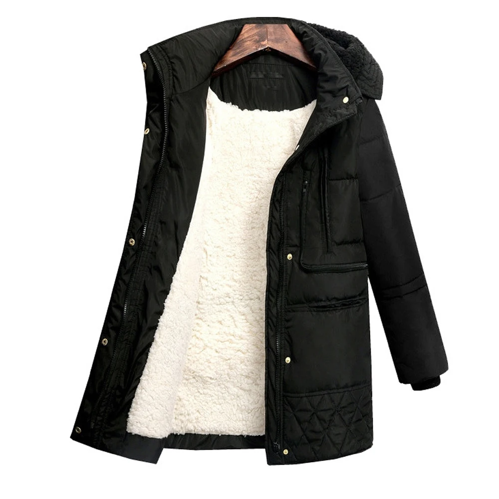 Женская зимняя теплая длинная куртка-пуховик с капюшоном и отложным воротником, пуховое пальто на пуговицах, парки на молнии, зимняя верхняя одежда, пальто WDC3396
