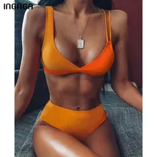 INGAGA 2020 Push Up Bikini Sexy V-neck Wrap Swimwear Women High Waist Swimsuit Female Double Strap Bathers New Patchwoak Biquini INGAGA 2020 Push Up Bikini Sexy V-neck Wrap Swimwear Women High Waist Swimsuit Female Double Strap Bathers New Patchwoak Biquini
