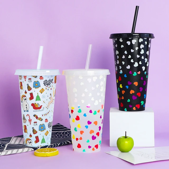 Color Changing Cups with Lids and Straws Bulk Plastic Cups with Lids Cold  Iced Coffee Cups & Party Water Tumbler - China Mug and Bottle price