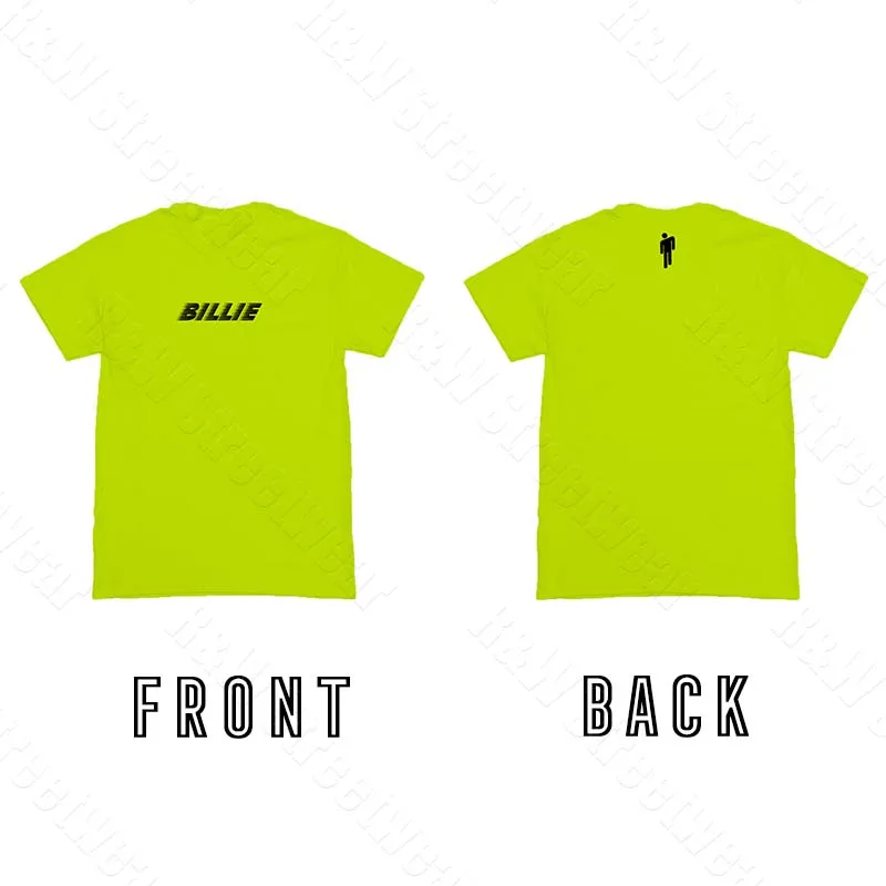 Billie Eilish, футболка, желтая, зеленая, черная, с надписью, уличная одежда, тот же абзац, хлопок,, летняя Новинка, высокое качество