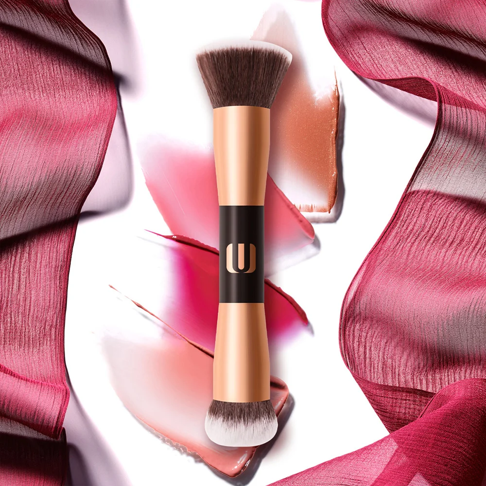 Duo end Кисть для макияжа многофункциональная деревянная ручка Золотой наконечник