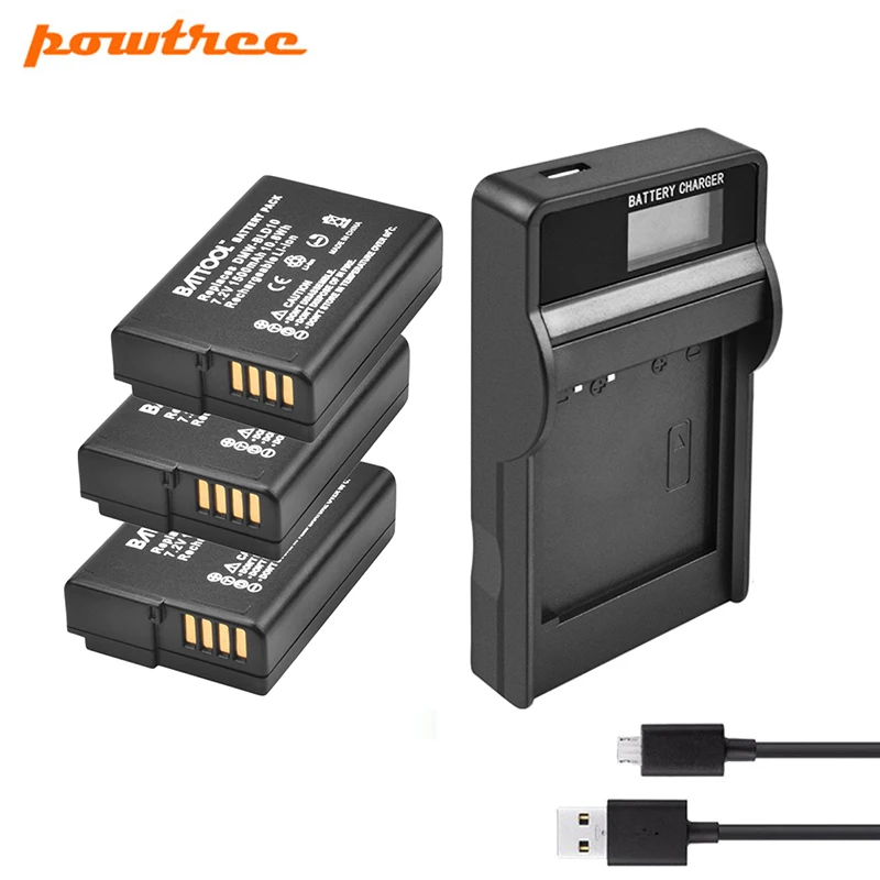 Powtree 1500mAh DMW-BLD10E DMW BLD10E Battery+ LCD Charger for Panasonic DMW-BLD10, DMW-BLD10PP Lumix DMC-G3, DMC-GF2, DMC-GX1 - Цвет: 3 BatteryLCDC