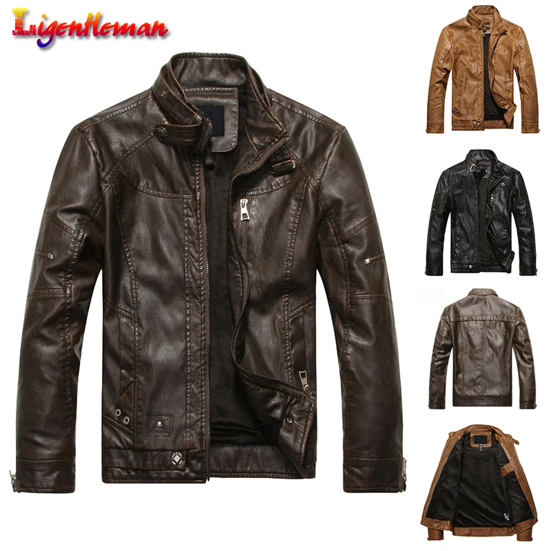 

Male Plus Velvet Motorcycle Cowboy Thick Coats leather Autumn mens Jacket 5XL men Slim Leather High Quality Mens Leather Jackets