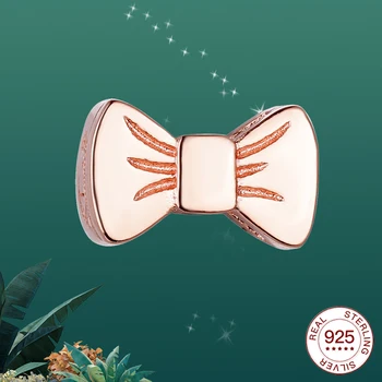 

Sterling Silver Charms Original Reflection Rose gold Bow Fit Original Silver Bracelet DIY Jewelry for Women DIY