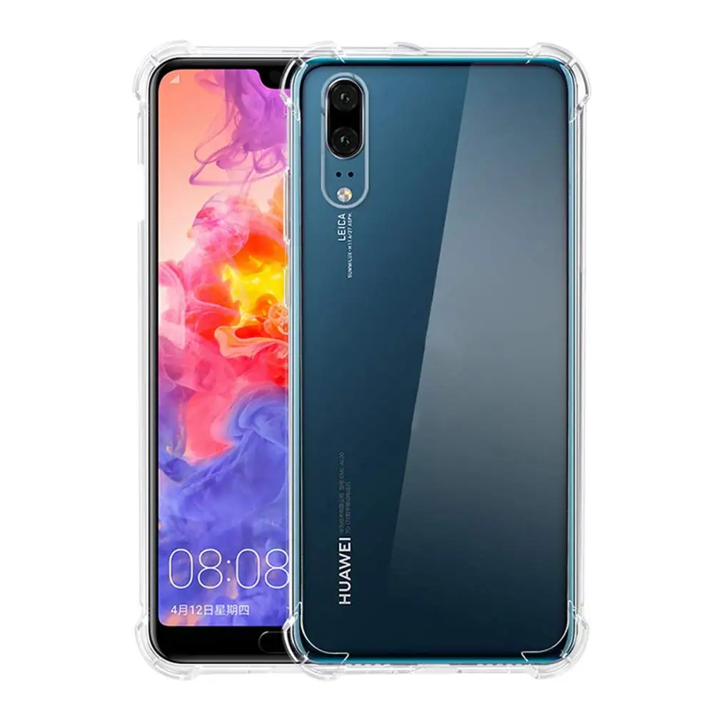 Чехол для huawei P20, амортизационный бампер, HD прозрачный