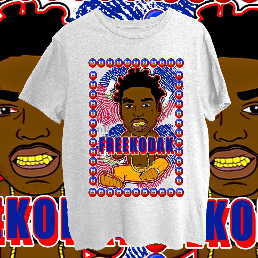 FREE Kodak Black Cartoon Haitian Design Rap Style T Shirt |