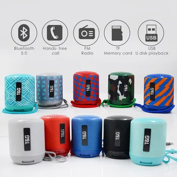 

TG129 Portable Fabric Wireless Bluetooth Speaker mini columnar outdoor waterproof surround speaker support TFCard FM Radio