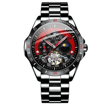 

TEVISE Fashion Mens Skeleton Tourbillon Business Stainless steel Watches Men Automatic Mechanical Wristwatch Relogio Masculino