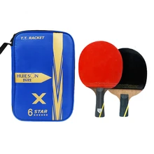 Huieson, 1 пара, ракетка для настольного тенниса, 6 звезд, углеродное волокно, лезвие, прыщи, Резиновая, супер мощная ракетка для пинг-понга, Летучая мышь с чехлом