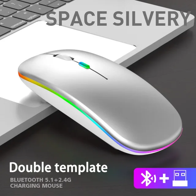 New Bluetooth dual-mode wireless mouse charging mouse wireless computer mute LED backlit game office mouse laptop accessories 