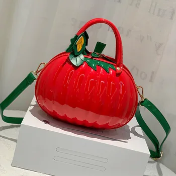 

2020 new female bag portable messenger bag PU female bag pumpkin shape bag creative bag small fresh style