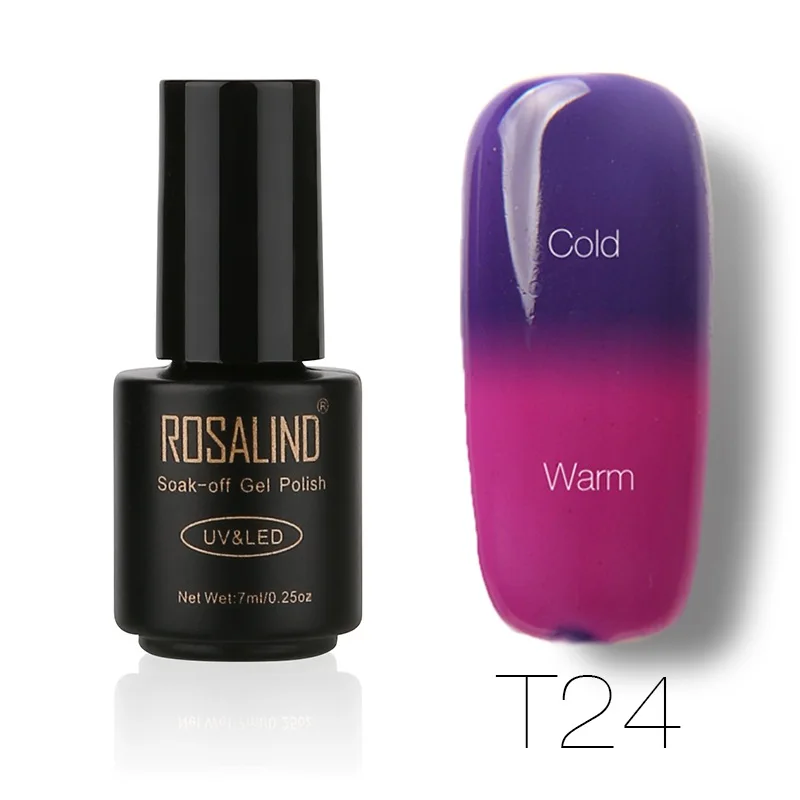 ROSALIND серия изменения температуры сплошной цвет градиентный лак для ногтей клей гель лак для ногтей - Цвет: 24