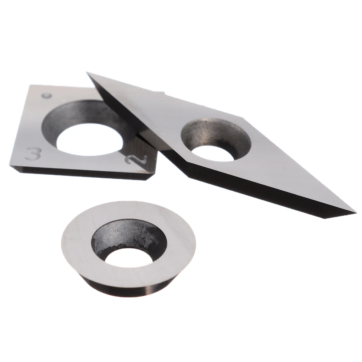 3pcs Tungsten Carbide Inserts Set Wood Turning Working Lathe Cutter 94.5HRA Blades for General Purpose Wood Chipboard,