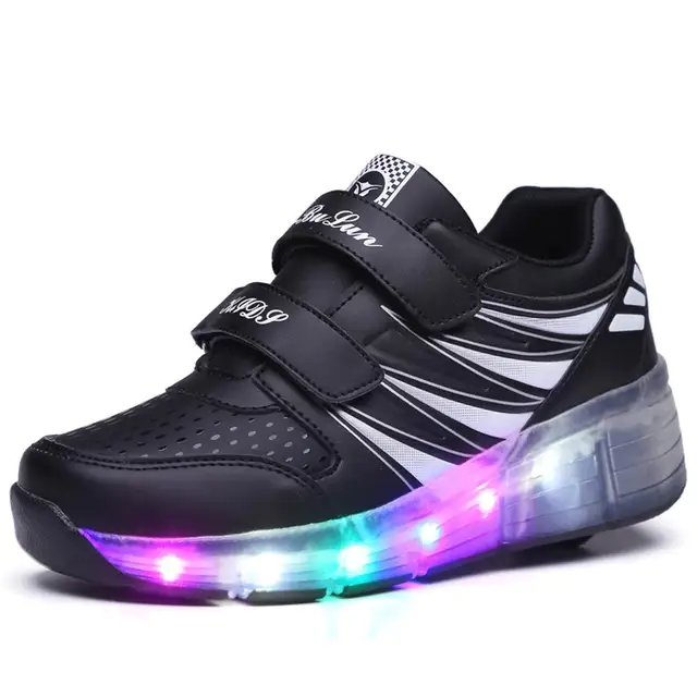 US $22.16 New Glowing Sneakers Fashion Colorful Light Shoes Kids Adult Ultralight Roller Heelys Skates Sneak