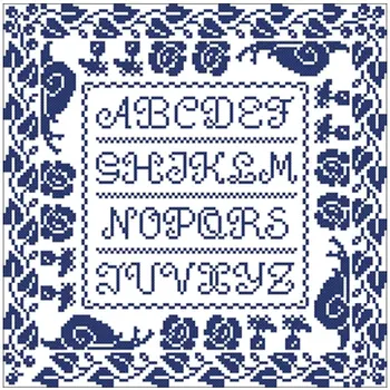 

Blue flower letter ABC patterns Counted Cross Stitch 11CT 14CT 18CT DIY Chinese Cross Stitch Kits Embroidery Needlework Sets