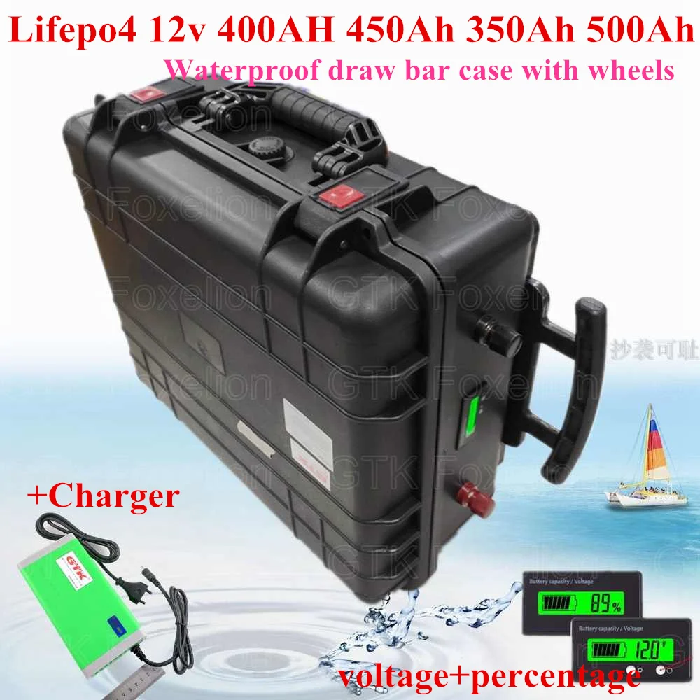 Lifepo4 12v 400AH 450Ah 350Ah 500Ah литий-железо фосфат LFP soalr батарея BMS система Инвертор RV водонепроницаемый корпус+ 20A