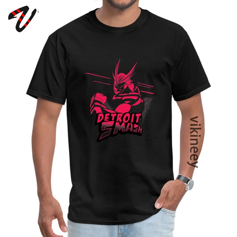 Normal Top T-shirts Classic Short Sleeve Geek 100% Cotton Round Neck Men Tees Casual Clothing Shirt Summer/Fall All Might Detroit Smash Red 11728 black