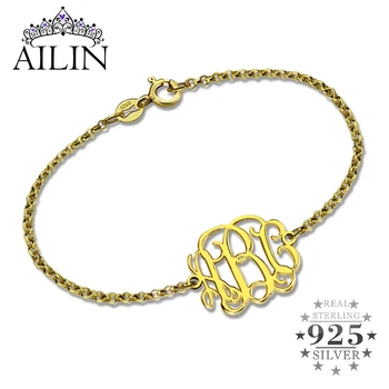 

AILIN 925 Sterling Silver Monogram Custom Initial Bracelet Women Personalized 1-3 Letter Jewelry Christmas Birthday Friend Gifts