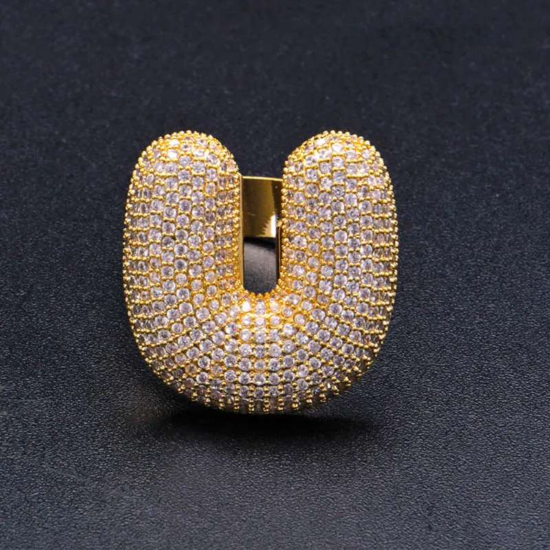 Хип-хоп AAA кубическая циркониевая подвеска Bling Iced Out Bubble кольцо с гравировкой Bling CZ кольца для мужчин Club Rapper ювелирные изделия золото серебро