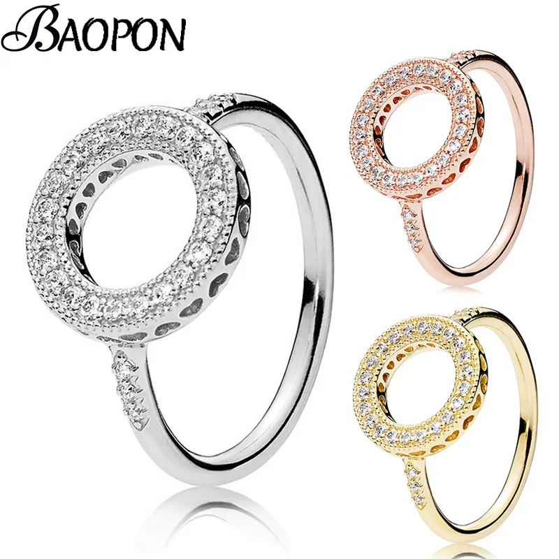 

Fashion Rose Gold Silver Ring Forever Clear Silver CZ Circle Round Fine Finger Rings for Women Jewelry Valentine's Day Gifts
