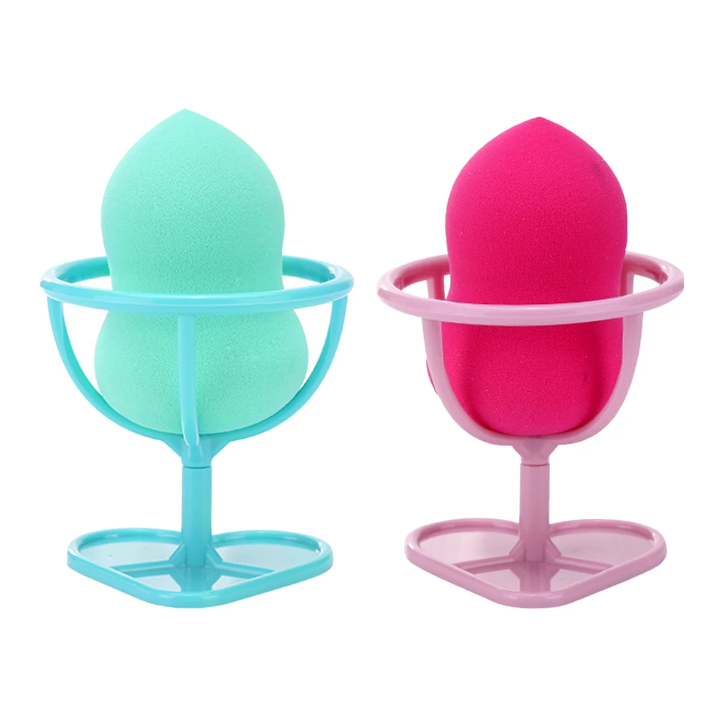 2x Makeup Foundation Sponge Blender Blending Puff Powder Beauty Make Up Sponges with Holder Stand (Random Color)