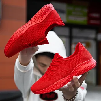 

Men's Mesh Shoes Flying Upper Big Size 38-47 Lightweight Lace-up Breathable Weaving Mesh Comfortable Top Selling Men Shoes