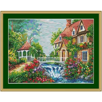 

Bridgeside Villa patterns Counted Cross Stitch 11CT 14CT 18CT DIY Chinese Cross Stitch Kits Embroidery Needlework Sets