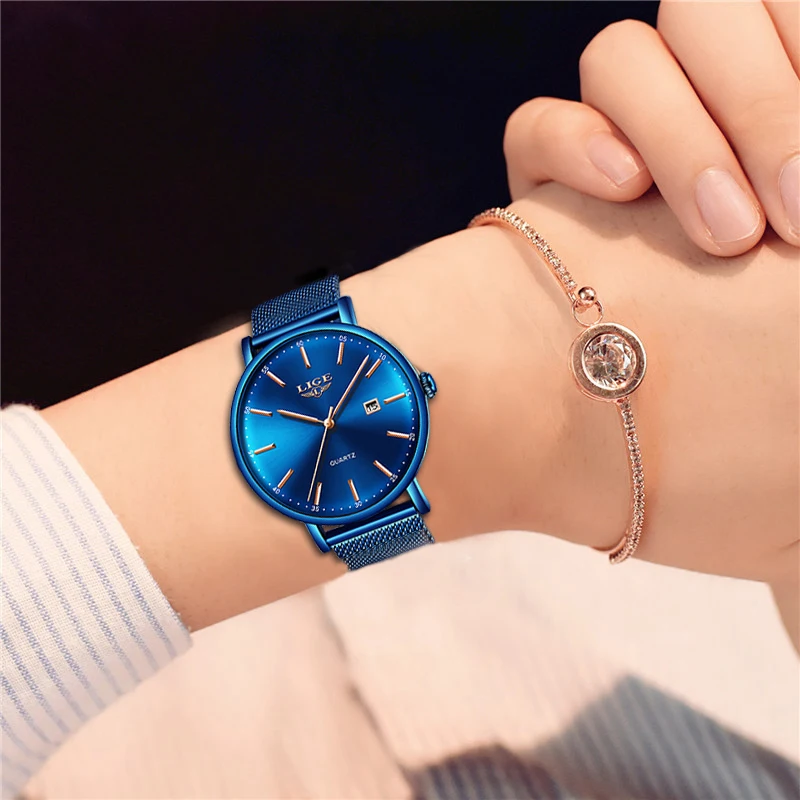 

Reloj LIGE Watches Womens Top Brand Luxury Quartz Women Watch Casual Fashion Waterproof Date Mesh Strap Watch Relogio Feminino