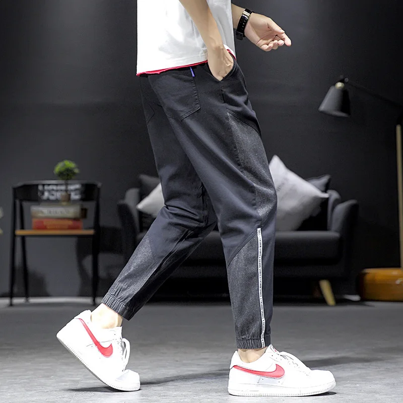 

2020 Spring Main Push Large Size Interior Cowboy Patchwork Webbing Labeling Casual Pants Hk40 M-5