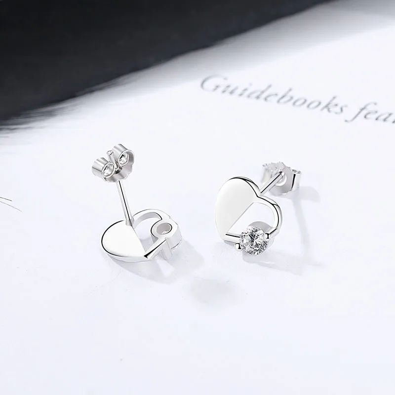 CodeMonkey новые циркониевые серьги-гвоздики в виде сердца для женщин простая форма сердца серебряные серьги Модные ювелирные изделия CME069
