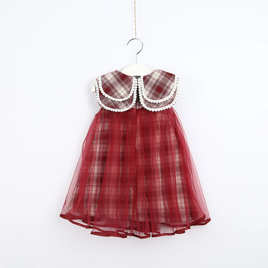 Toddler Girl Plaid Woolen Party Ruffle Dress Kids Wholesale Lot Bulk Clothes Fall Winter Girl Fashion Princess Dress Puppy Style