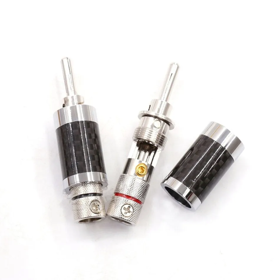 Hifi Banana Plug Carbon Fiber Rhodium Plating Speaker Terminal Binding Post Amplifier Audio Plug Connector Adapter Bananas Cable