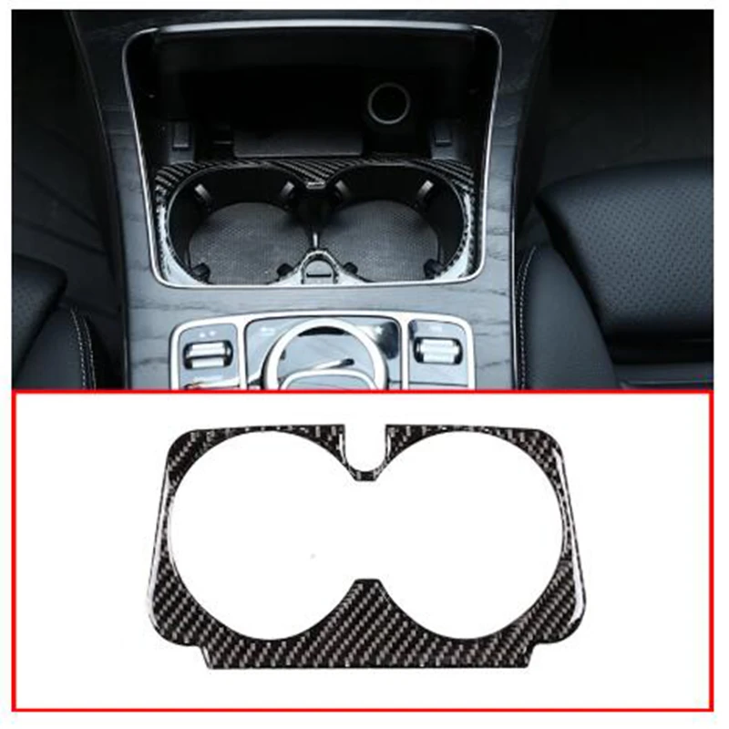 

Для Mercedes Benz C Class W205 GLC Class X253 2015-2019, автомобильная центральная консоль из углеродного волокна, подставка для чашки, рамка, отделка, аксессуары