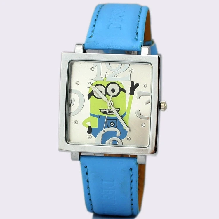 

Square dial cartoon little yellow god stole my father despicable I big eyes cute children students child belt watch