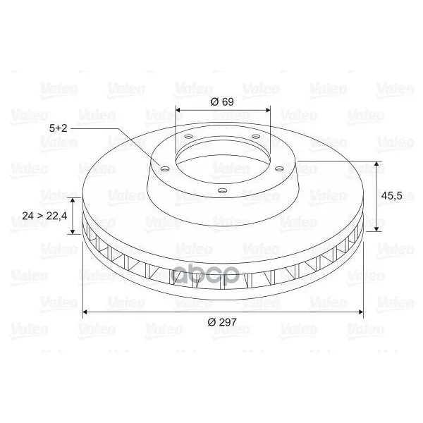 Диск Тормозной Перед Citroen C-Crosser 2.0/2.2 Hdi/2.4 07-, Mitsubishi Outlander 2.0-3.0/2.2d 06- Valeo арт. 297276
