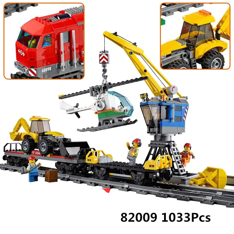 KING 82009(02009) подлинный город серии тяжеловесный поезд 60098 строительные блоки комплекты кирпичей Развивающие игрушки Рождественский подарок