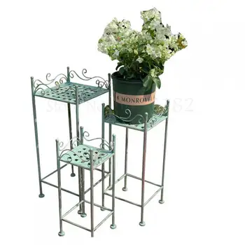 

Green flower flower stand home balcony rack living room iron flower pot rack succulent flower rack multilayer outdoor three-piec