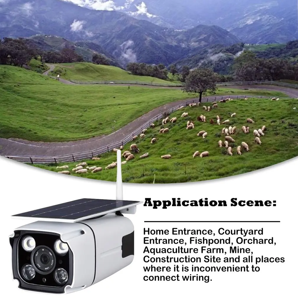 

Mobile Phone 1080P Camera Remote Wifi Connection Dual Light Source Solar Battery Camera 1080P Hd Camera