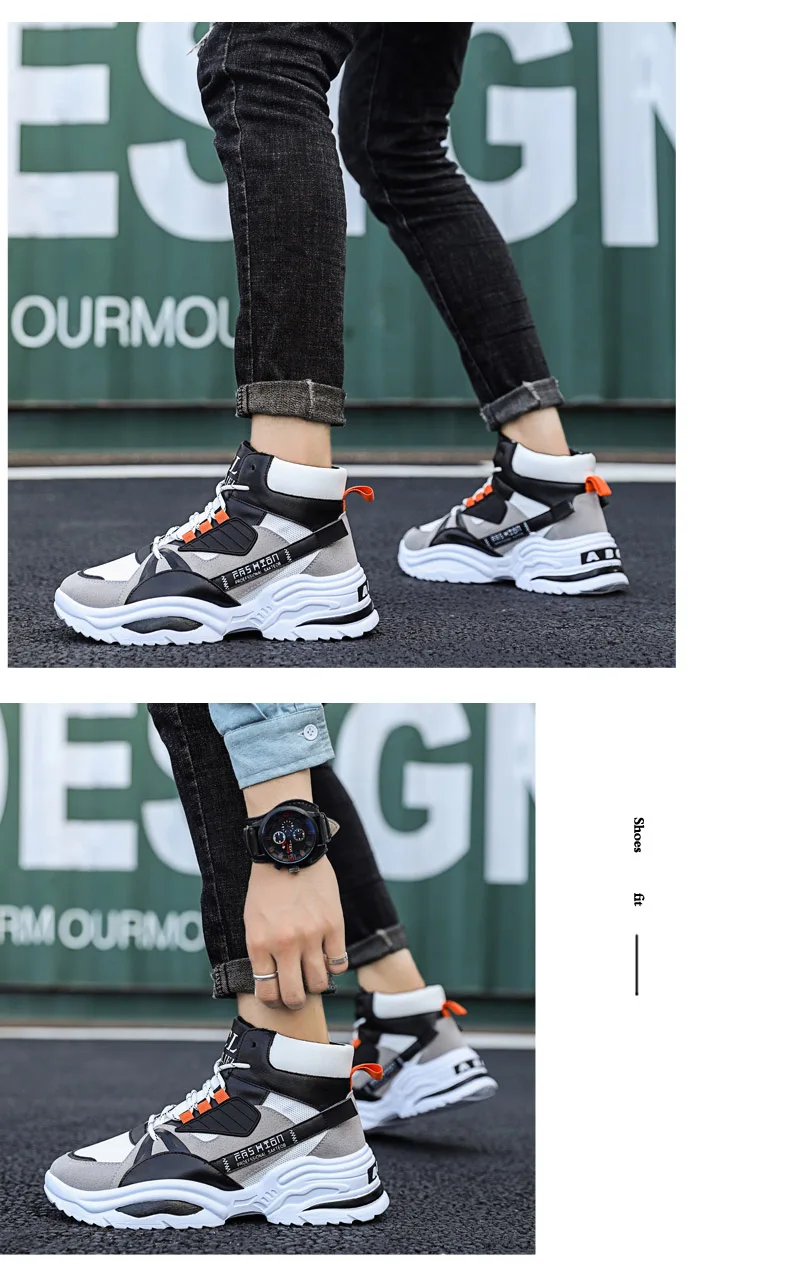 BomKinta High Top Colorful Breathable Trainers Mixed Colors Vulcanized Sneakers Men Letter Decoration Walking Mans Footwear