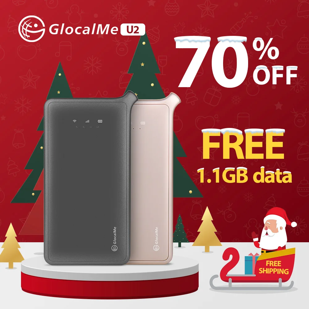 Мобильный Wi-Fi роутер GlocalMe U2, Wi-Fi точка доступа, портативный Wi-Fi 4G Роутер, охват 100 стран, Бесплатный роуминг, Sim-карта бесплатно