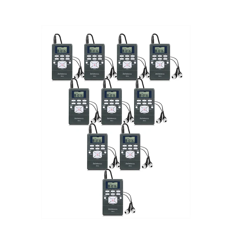 lavalier microphone Retekess FT11 FM Transmitter+10Pcs FM Radio Receiver PR13 Wireless Voice Transmission System For Guiding Church Meeting Training mics Microphones