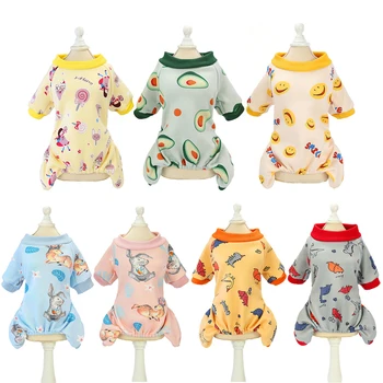 

Cute Pattern Pet Clothes Cute Dog Pajamas Cotton Avocado Cat Puppy Tracksuit Small Dogs Jumpsuit Chihuahua Overalls 7 Colours
